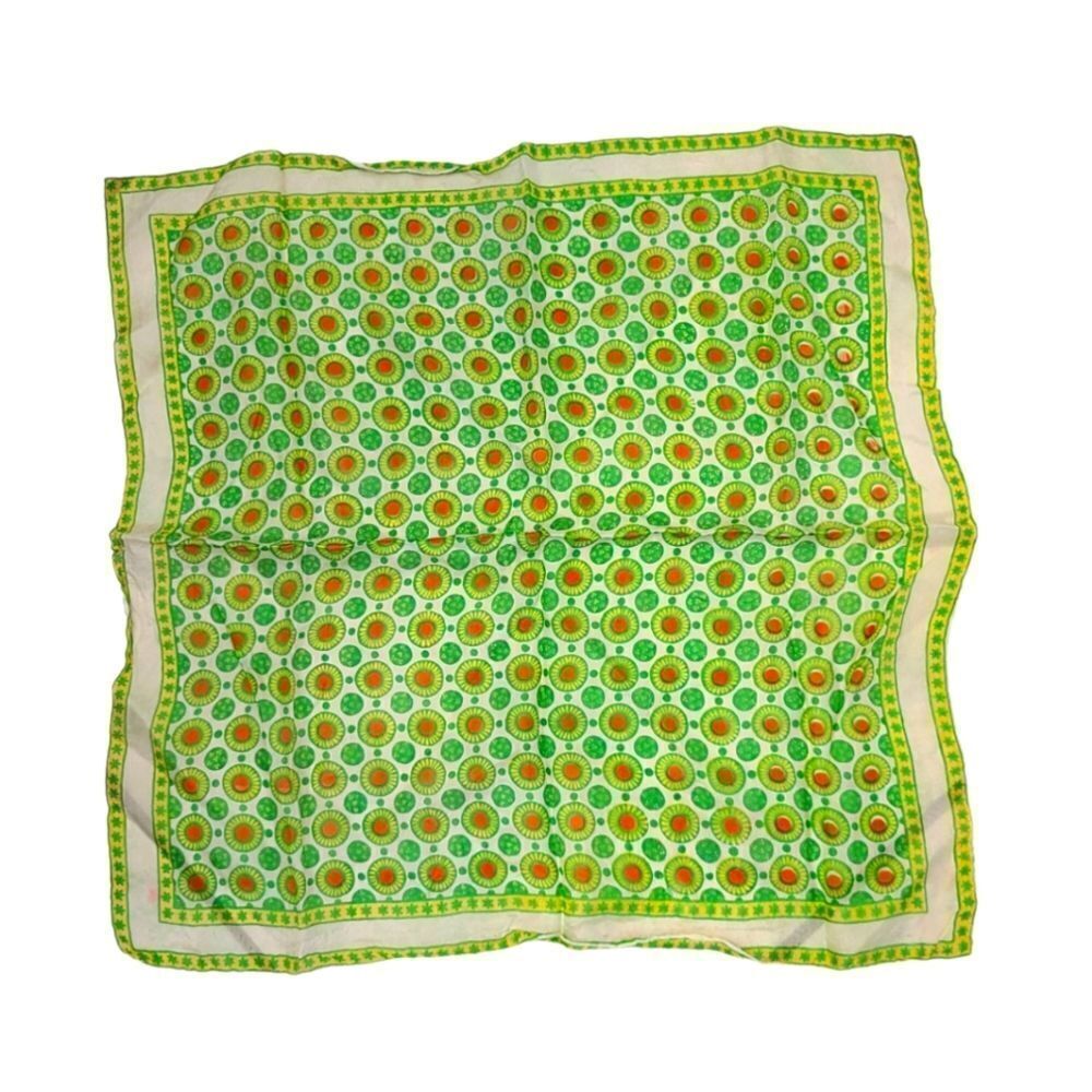 Vintage scarf, square green pattern
